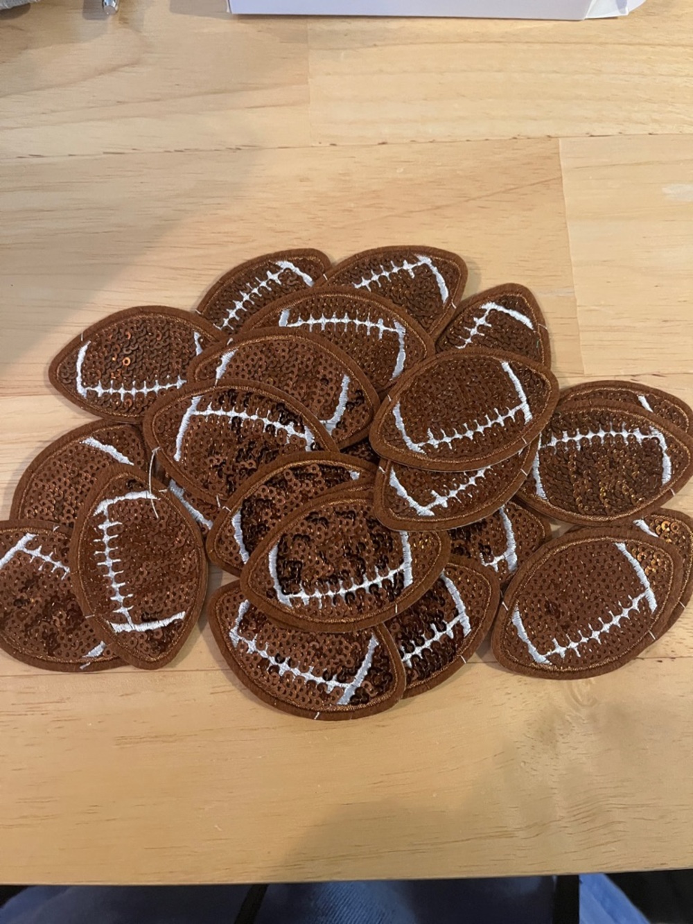 Sequin Football Patches - Brown & White (Lot)